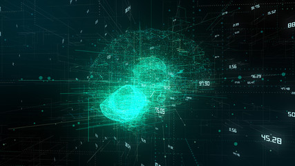 Wall Mural - ai artificial intelligence and human intelligence creativity thinking - concept 3d render