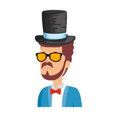 Sticker - hipster man with sunglasses and elegant hat