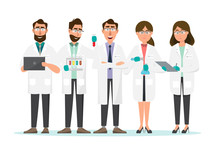 Medical Concept. Scientists Man And Woman Research In A Laboratory Lab