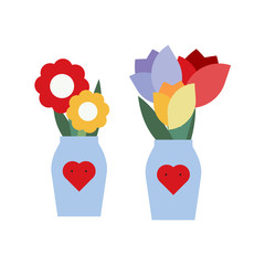 Sticker - Flower vase with hearts