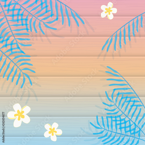 木の板とトロピカルな植物の背景イラスト Stock ベクター Adobe Stock 木の板とトロピカルな植物の背景イラスト Stock ベクター Adobe Stock