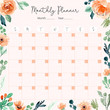 monthly planner with orange green floral watercolor frame.zip