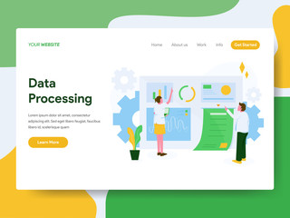 Wall Mural - Landing page template of Data Processing Illustration Concept. Modern Flat design concept of web page design for website and mobile website.Vector illustration