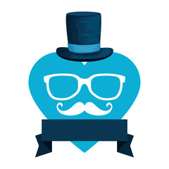 Poster - eyeglasses and mustache with tophat in heart