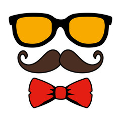 Canvas Print - sunglasses and mustache with bowtie hipster style