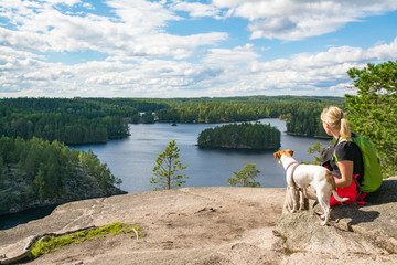 woman hiking in forest