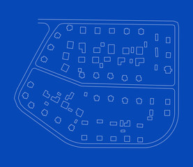 Wall Mural - Abstract topographic map. Urban quarter top view. Vector blueprint.