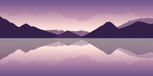 Purple Mountain And Water Landscape Vector Illustration EPS10