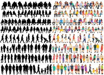  isolated, set of people in flat style