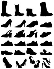 Sticker - vector isolated silhouette shoe set