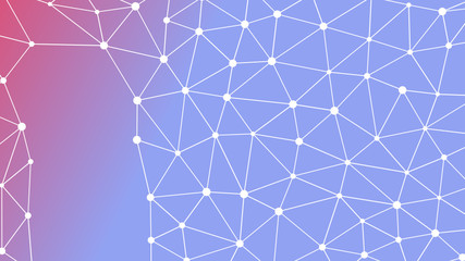 Abstractly connected points on colorful background, technology abstract background. Technology Concept, LowPoly, Polygons, Triangles, Network, Social Network, IOT, Internet