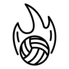 Wall Mural - Volleyball ball on fire icon. Outline volleyball ball on fire vector icon for web design isolated on white background