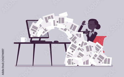 Fotografía Paper avalanche for businesswoman