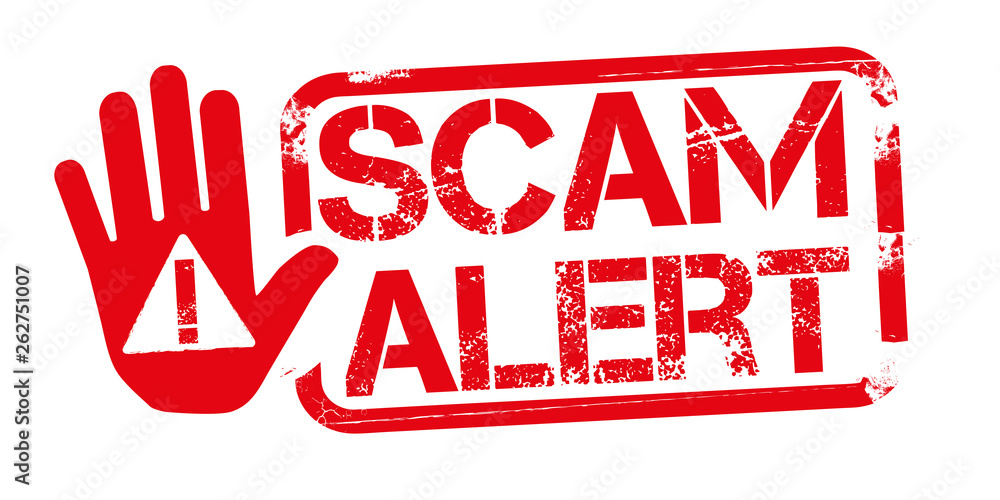 SCAM ALERT red Rubber Stamp over a white background - obrazy, fototapety, plakaty 