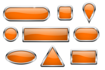 Orange glass buttons with chrome frame
