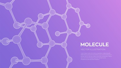 Molecule Structure. Dna, atom, neurons. Molecules and chemical formulas. 3D Scientific molecule background for medicine, science, technology, chemistry, biology. Vector illustration.