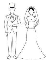 Wall Mural - groom and bride black and white