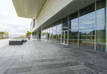 Panoramic skyline and buildings with empty concrete square floor in shenzhen,china