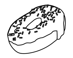 Sticker - donut icon isolated black and white