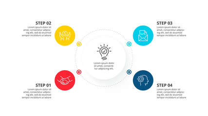 Poster - Vector infographic circles with icons and 4 options or steps. Infographics for business concept. Can be used for presentations banner, workflow layout, process diagram, flow chart, info graph.