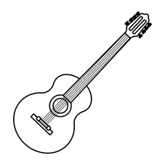 Sticker - guitar icon cartoon black and white