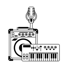 Sticker - Music and studio equipment in black and white