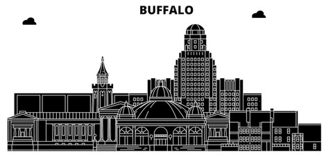 Buffalo , United States, outline travel skyline vector illustration 