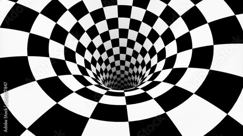 Chess spiral . The space and time. 3D illustration.  high-resolution backgrou...