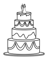 Wall Mural - wedding cake icon black and white