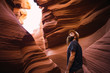 © Sergio Ortega/ADDICTIVE STOCK - Side view of bearded male examining amazing walls of wonderful ravine during travel through West Coast of USA