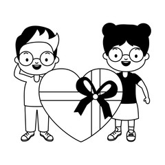 Poster - boy and girl gift heart