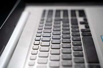 Close up of keyboard of a modern laptop