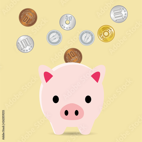 かわいいブタ 豚 の貯金箱と硬貨のイラスト 貯金 節約のイメージ ベクターデータ Piggy Bank Comprar Este Vector De Stock Y Explorar Vectores Similares En Adobe Stock Adobe Stock