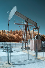 Oil Pump During Spring In Austria, Shot In Infrared IR