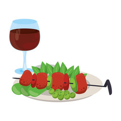 Sticker - Goumet food with wine cup