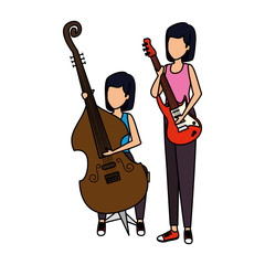 Wall Mural - women playing cello and electric guitar characters