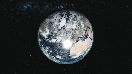 Wall Mural - epic spin planet earth galaxy night satellite view. deep open cosmos navigation milky way background