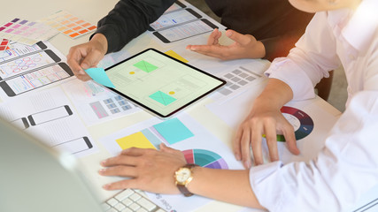 Wall Mural - ui designer team working wireframe design