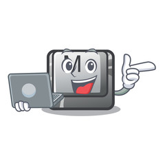 Canvas Print - With laptop button M on a keyboard mascot