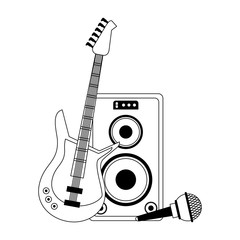 Sticker - Music and studio equipment in black and white