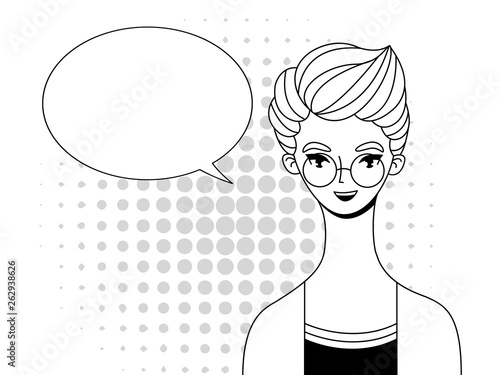 A Young Girl With A Short Haircut And Glasses Is Smiling