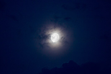 Waxing Gibbous moon with clouds