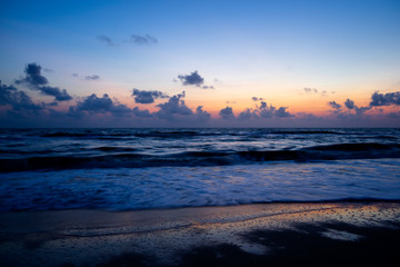 Landscape of the sea on the beach before sunrise.