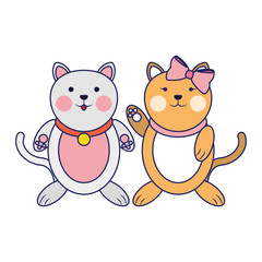 Sticker - Cute animals couple blue lines