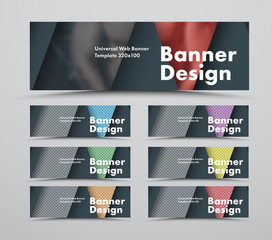 Wall Mural - set of black web banners of a standard size in the style of material design with triangular elements