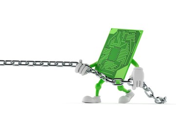 Wall Mural - Circuit board character pulling chain