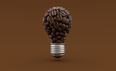 Coffee seeds in light bulb shape