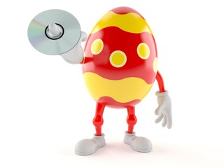 Canvas Print - Easter egg character holding cd disc