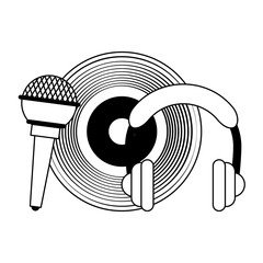 Sticker - Music and studio equipment in black and white