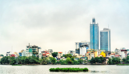 Cityscape of Hanoi at Truc Bach Lake, Vietnam